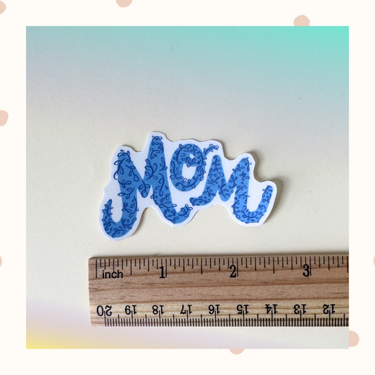 Mom foliage Vinyl Sticker - soft blue Mother's Day sticker decal for mom, gift for wife