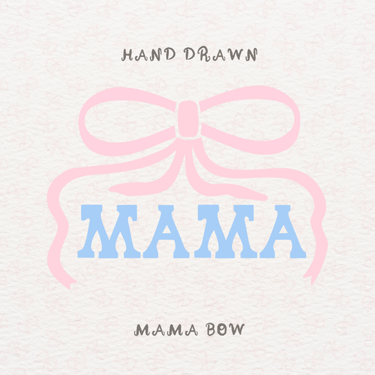 MAMA Bow SVG, Hand Lettered Mom Ribbon Cut File, Cute Coquette Design for Cricut Silhouette, Mother’s Day Card, Gift Tag, Sticker