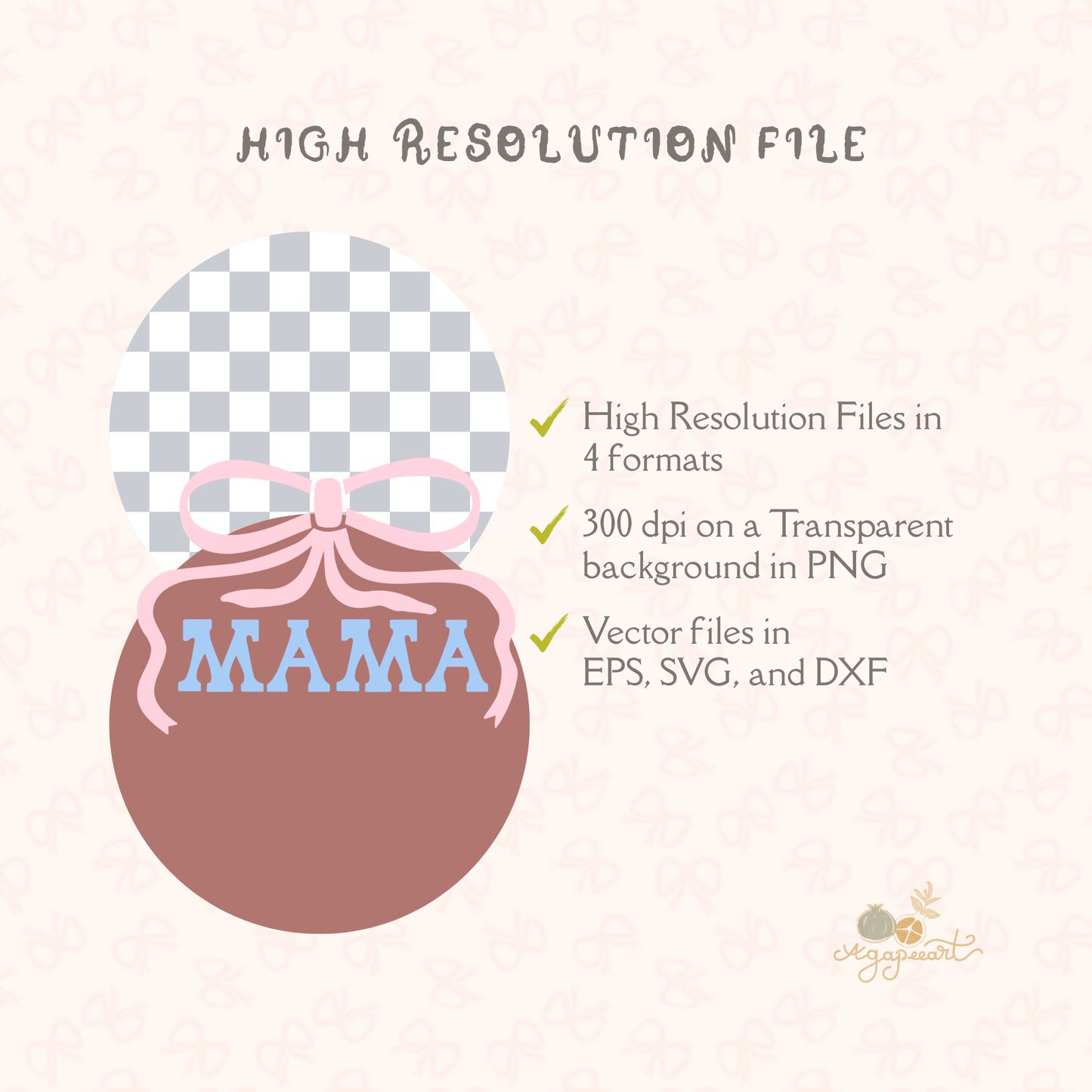 MAMA Bow SVG, Hand Lettered Mom Ribbon Cut File, Cute Coquette Design for Cricut Silhouette, Mother’s Day Card, Gift Tag, Sticker