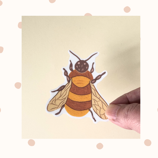 Honey Bee Vinyl Sticker - whimsical insect Decal for laptop, water bottle, journal