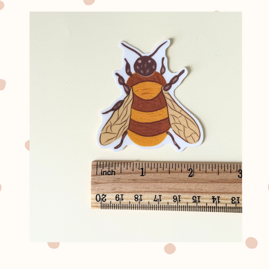Honey Bee Vinyl Sticker - whimsical insect Decal for laptop, water bottle, journal