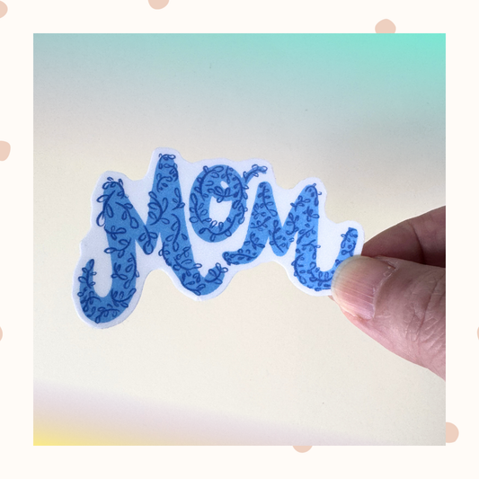 Mom foliage Vinyl Sticker - soft blue Mother's Day sticker decal for mom, gift for wife