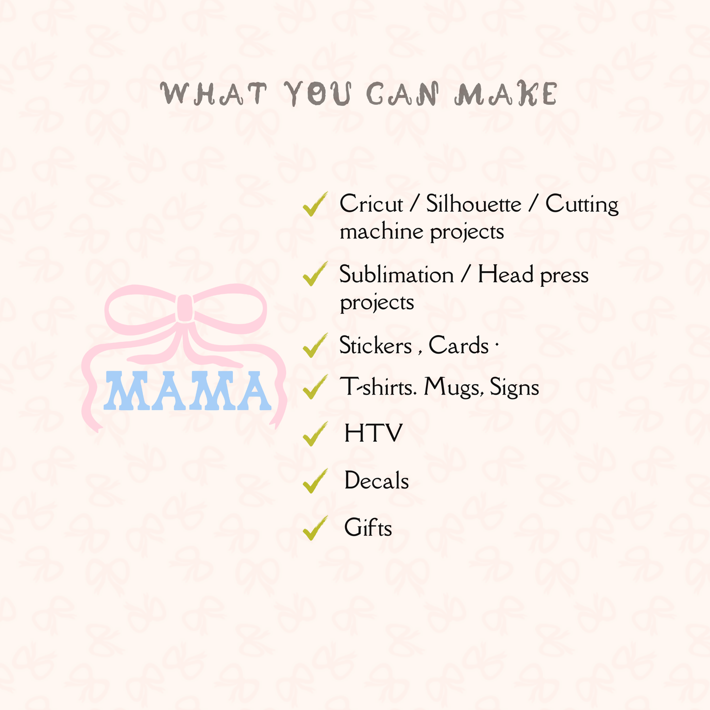 MAMA Bow SVG, Hand Lettered Mom Ribbon Cut File, Cute Coquette Design for Cricut Silhouette, Mother’s Day Card, Gift Tag, Sticker