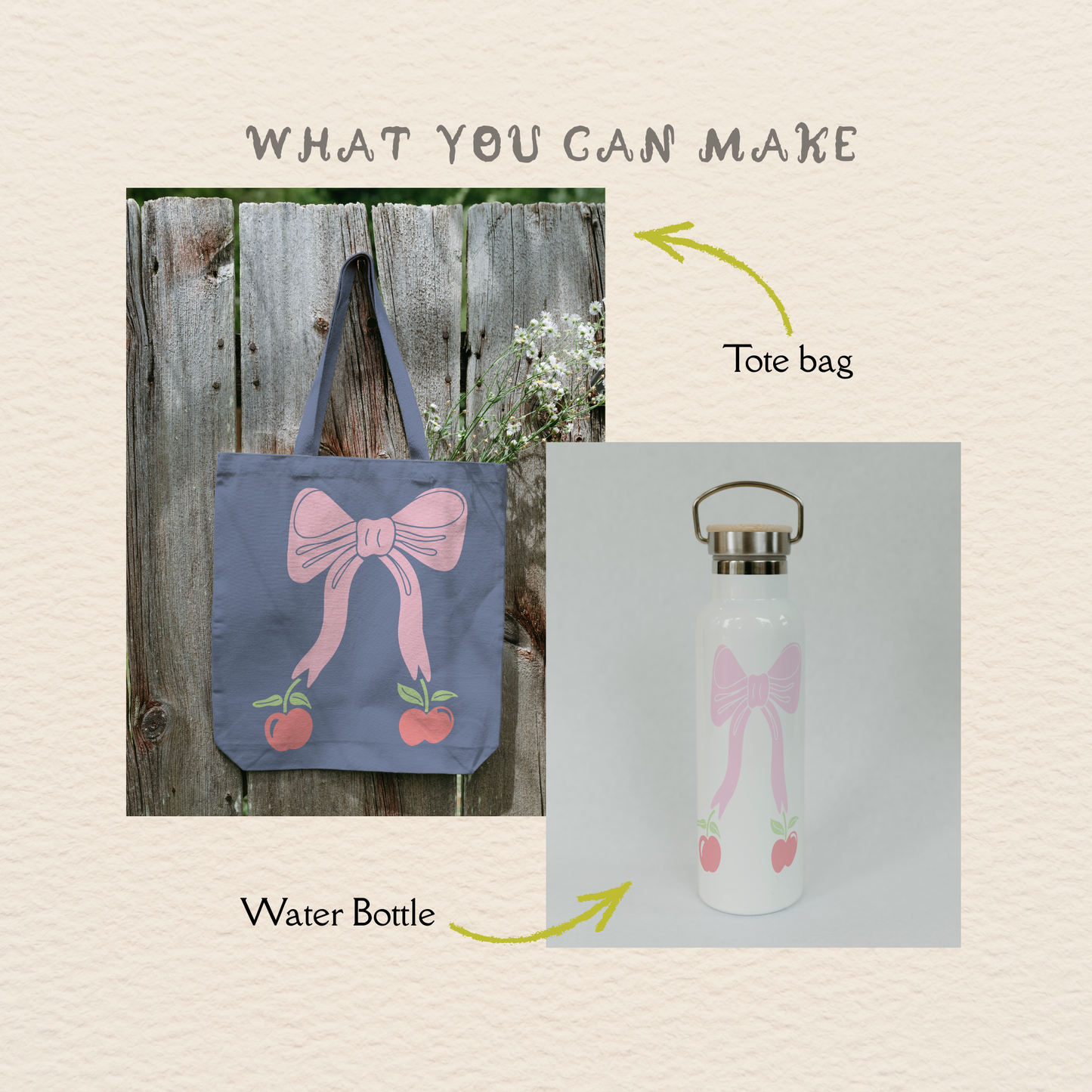 Pink Bow Cherry SVG, Coquette Ribbon Clipart Cut File, Cricut Silhouette Design for Stickers, Cards, Labels, Mother’s Day